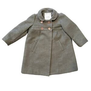 Babycottons gray pea coat retro style warm winter jacket size 3 / 3T